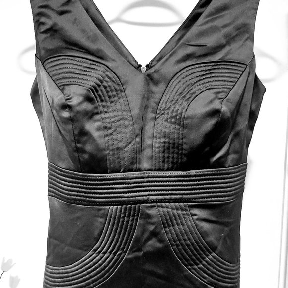 Suzy Shier Bustier Black Satin Dress Size XS - Picture 2 of 7